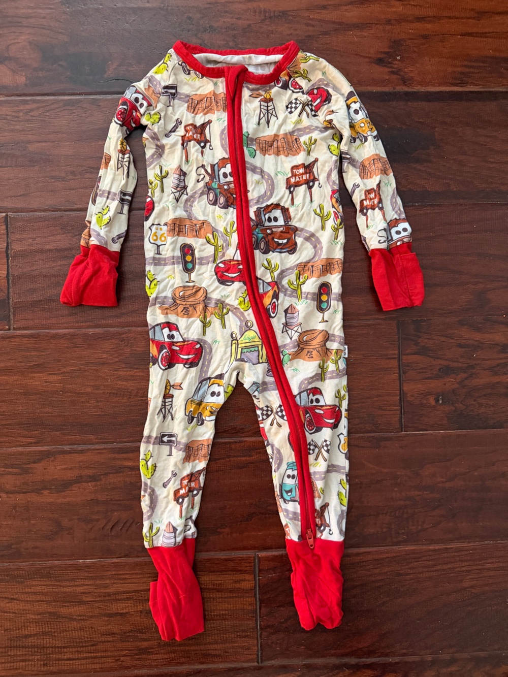 Cars Disney Pixar Bamboo Convertible Zippy Pajamas Red 18-24M